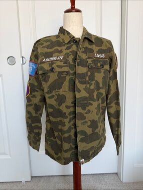A Bathing Ape Women's Camo Utility Jacket - Olive Green